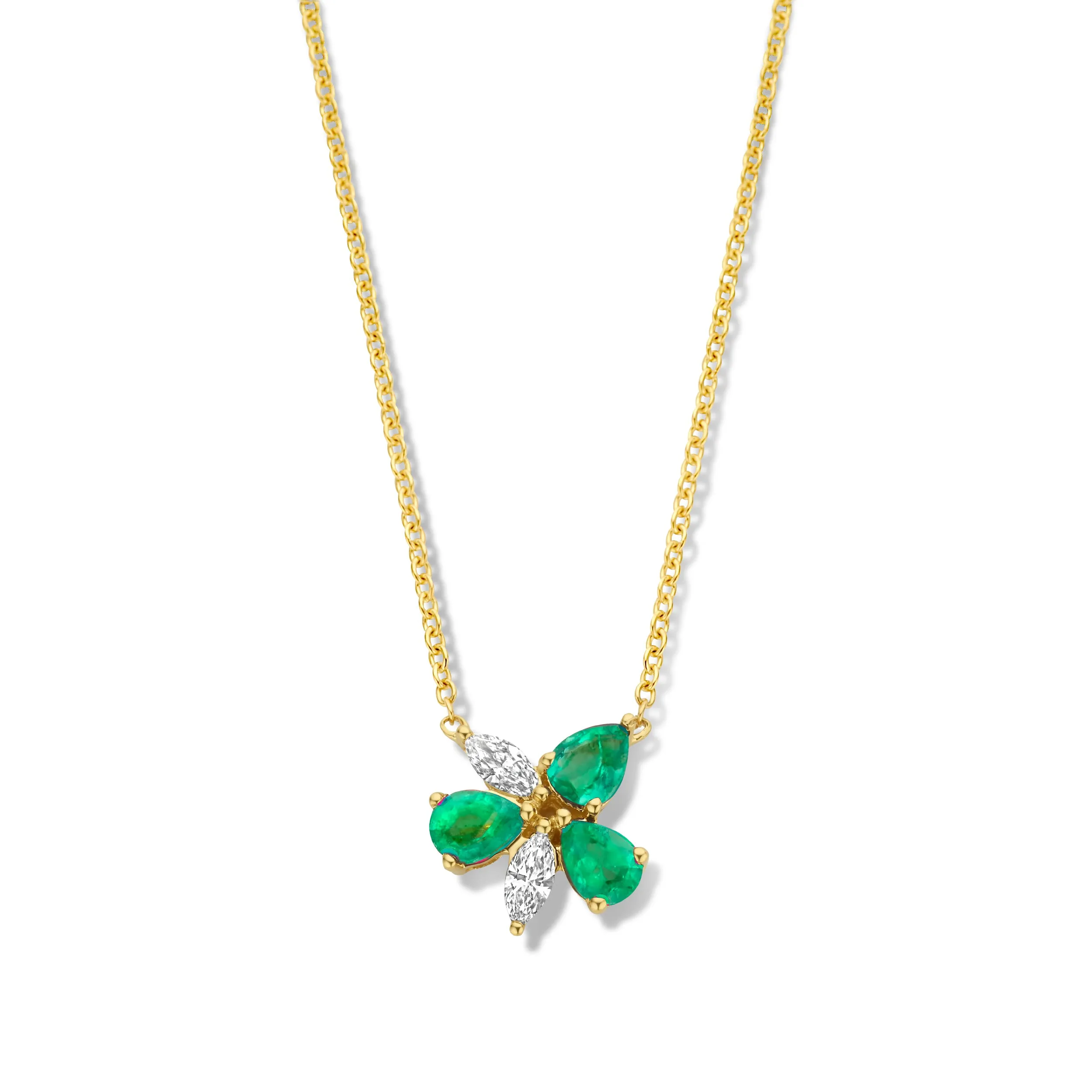 Collier avec motif - Or Jaune, Diamants et Emeraude (065801/EA)