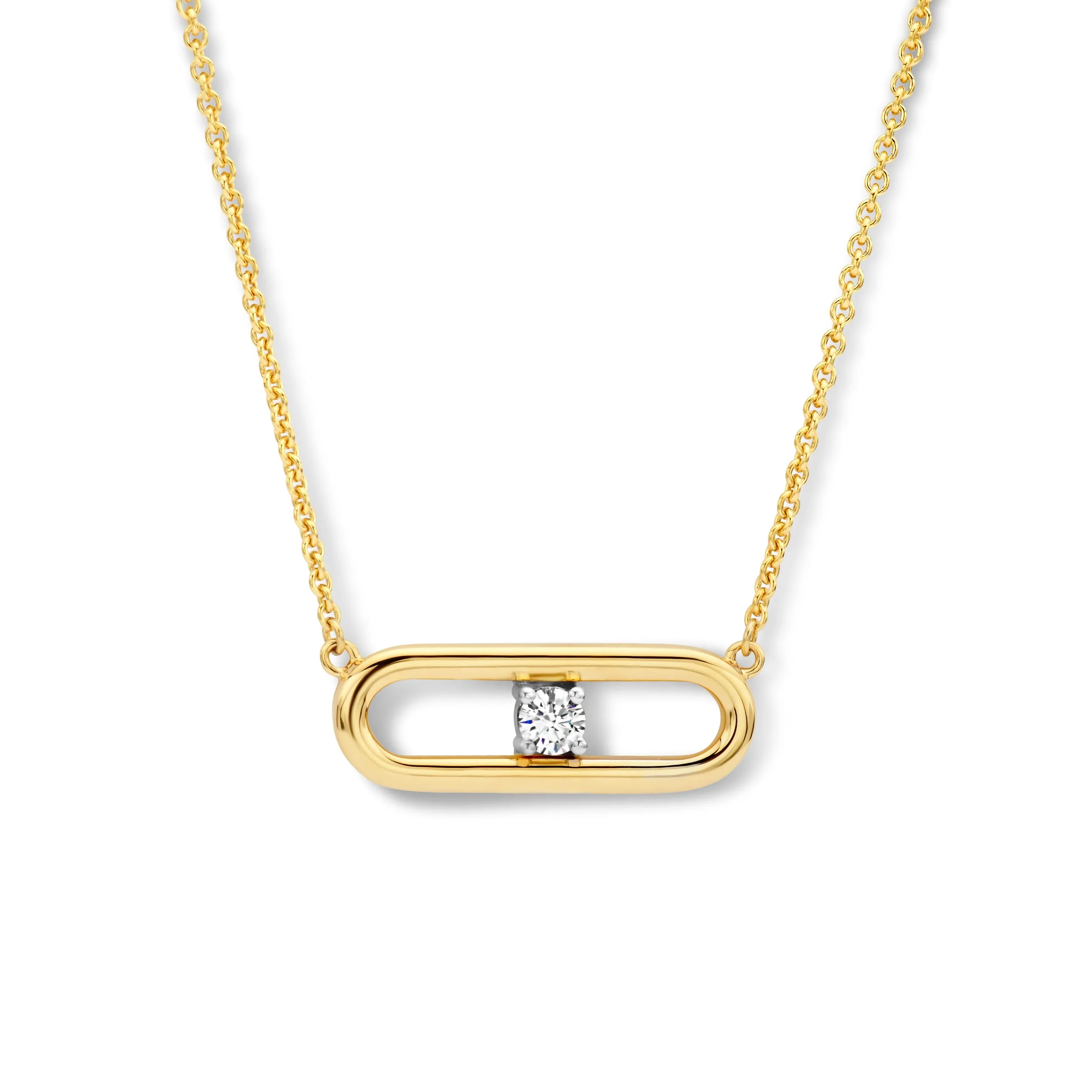 Collier avec motifs - Or Jaune et Blanc , Diamants (064164/A)