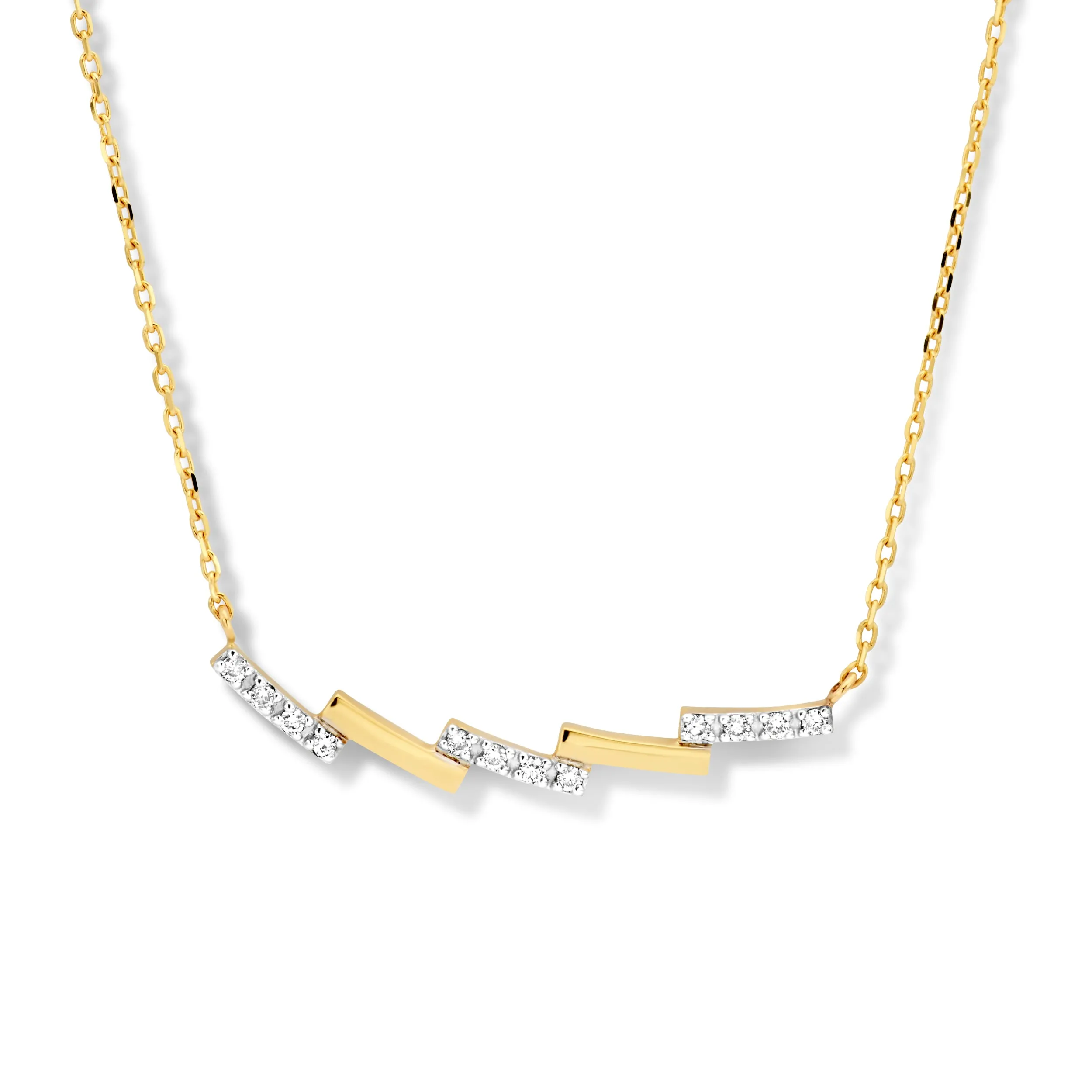 Collier avec motifs - Or Jaune et Blanc , Diamants (064466/A)