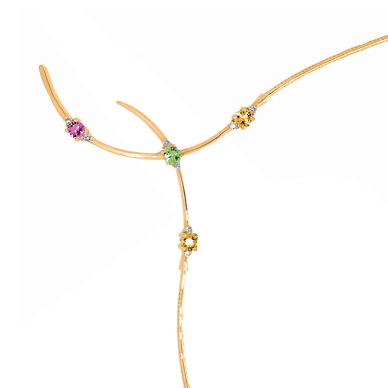 Collier Garel Baia - Or Jaune, Saphirs Multicolores et Diamants (45ZC08VJ)