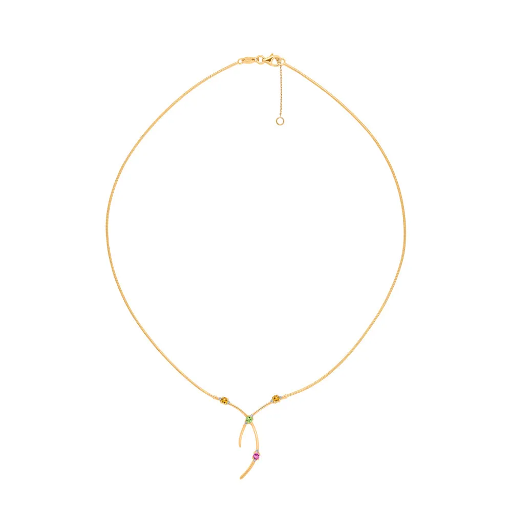 Collier Garel Baia - Or Jaune, Saphirs Multicolores et Diamants (45ZC08VJ)