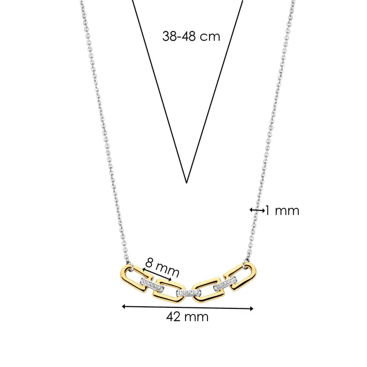 Collier TI SENTO - Argent Bicolore et Zircons (34044ZY)