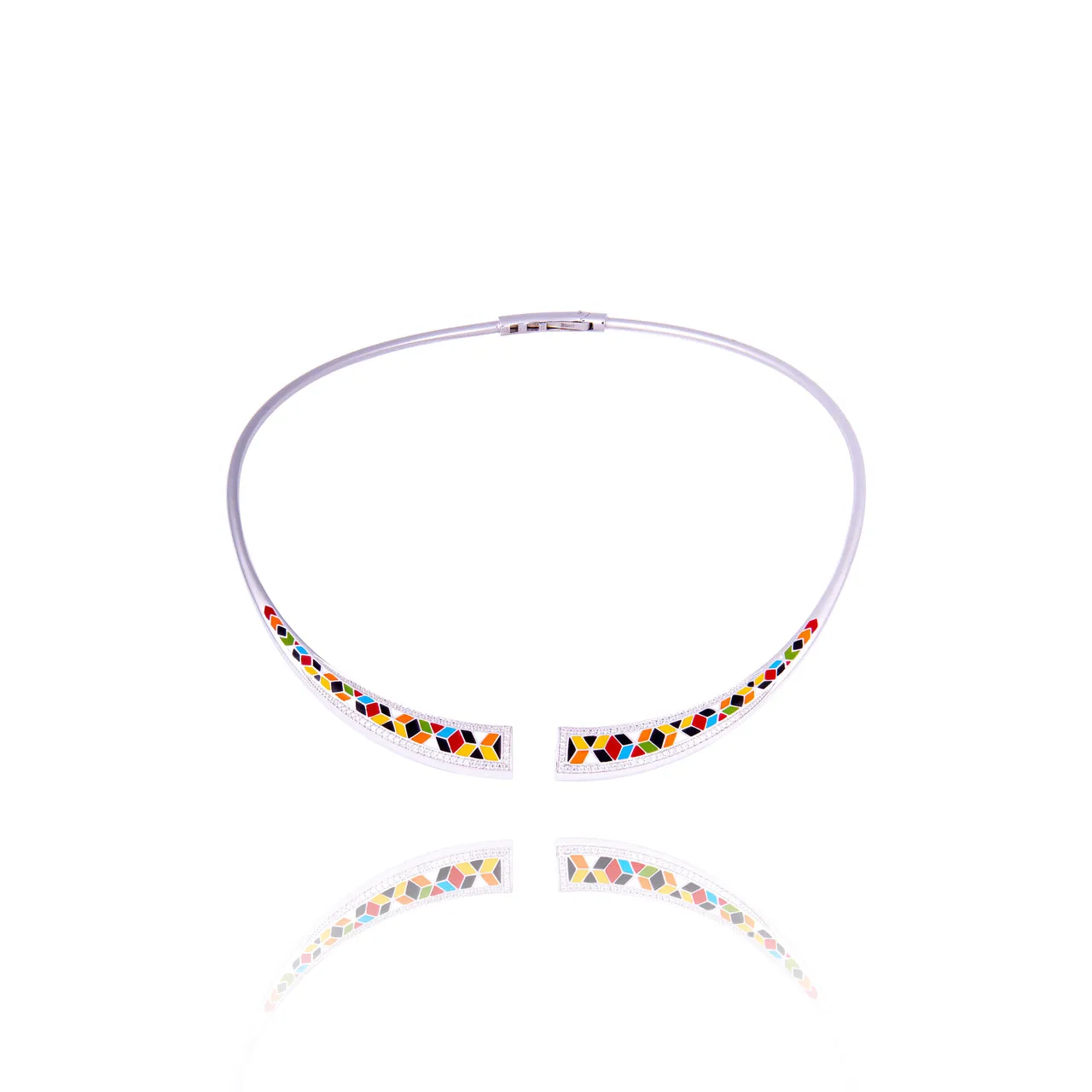 Collier Torque UNASTORIA - Siena, Argent et Zircons (CL121193)