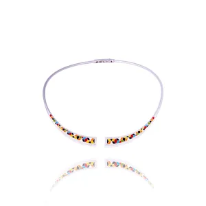 Collier Torque UNASTORIA - Siena, Argent et Zircons (CL121193)