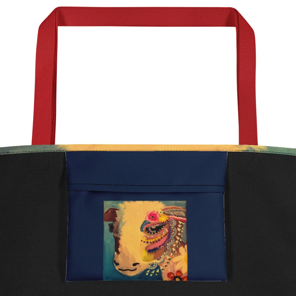 Cow Art Beach Bag