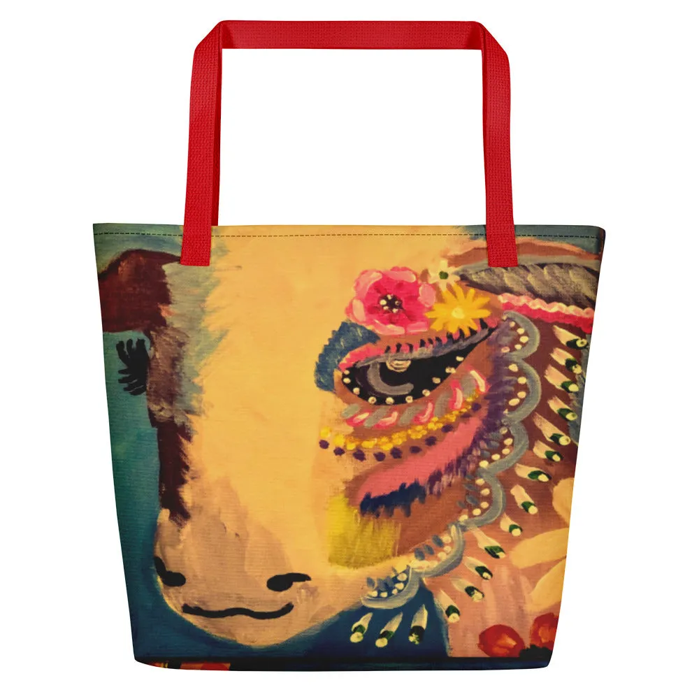 Cow Art Beach Bag