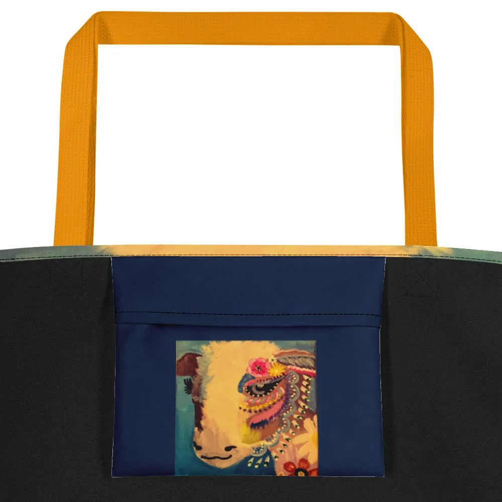 Cow Art Beach Bag