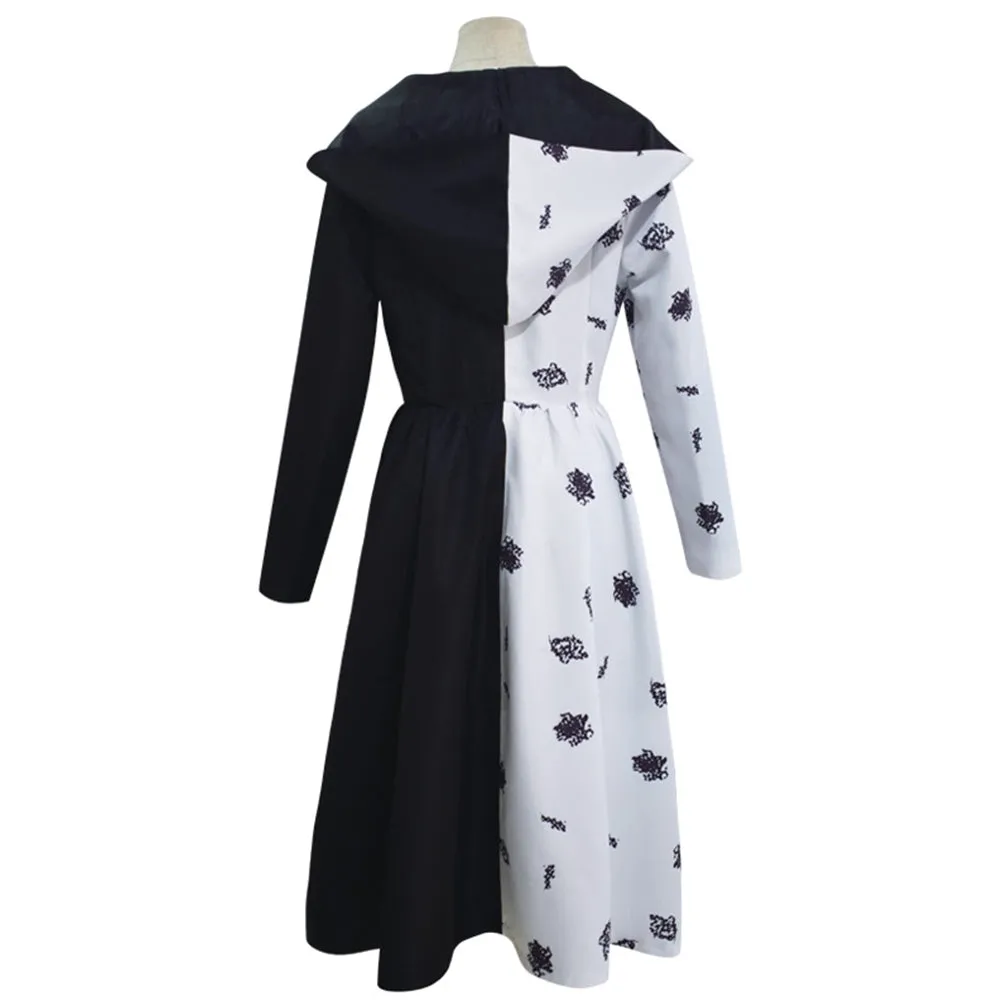 Cruella Cosplay Costume Black White Dress Outfits Halloween Carnival Suit