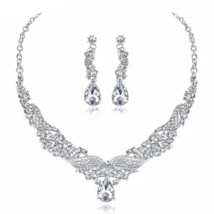 Crystal and Silver Angel Wings Jewelry Set