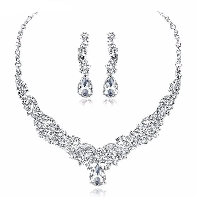 Crystal and Silver Angel Wings Jewelry Set