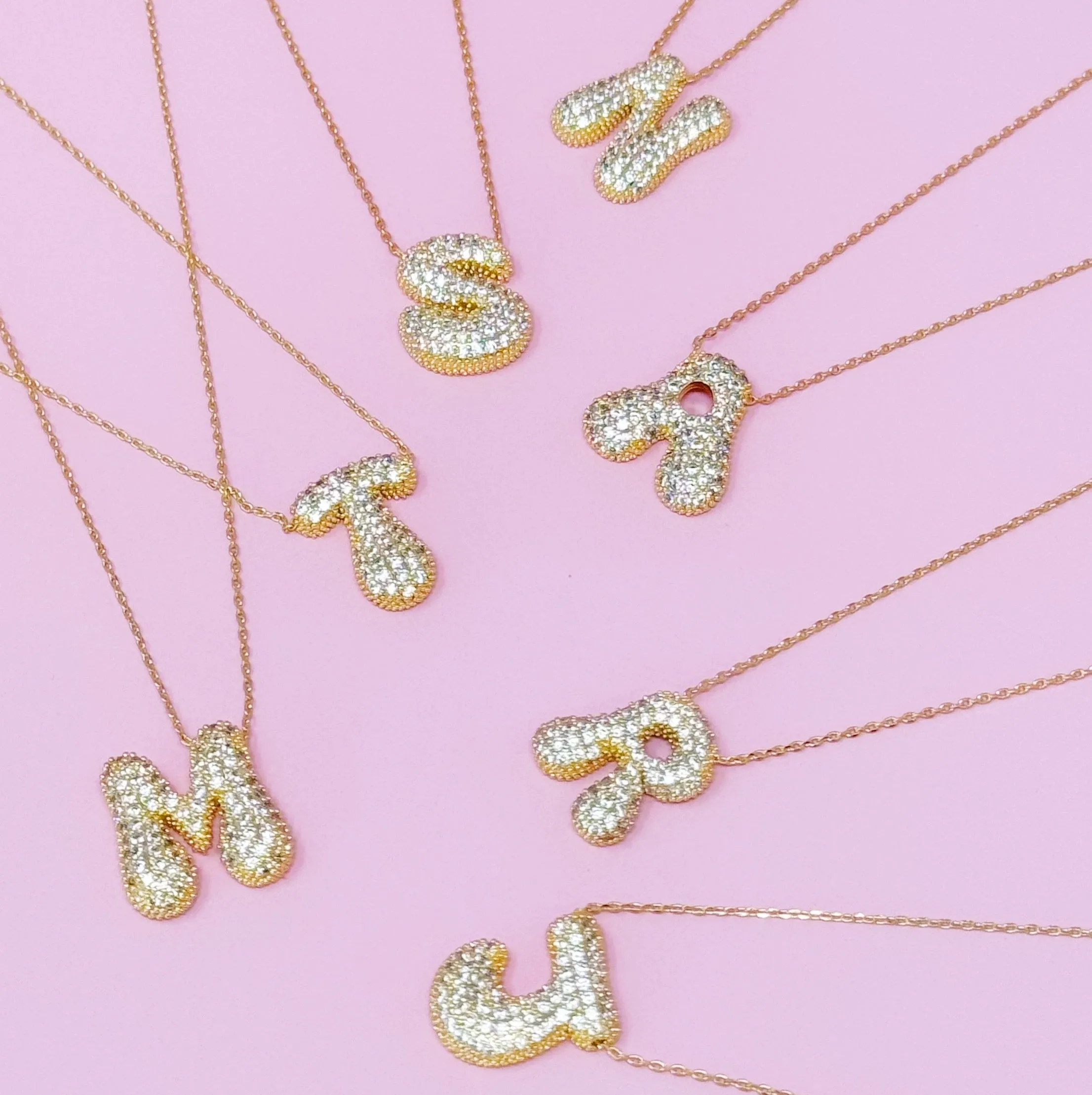 Crystal Initial Bubble Necklace