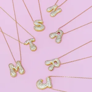 Crystal Initial Bubble Necklace