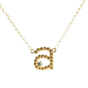 Custom Beaded Single Initial Diamond Necklace