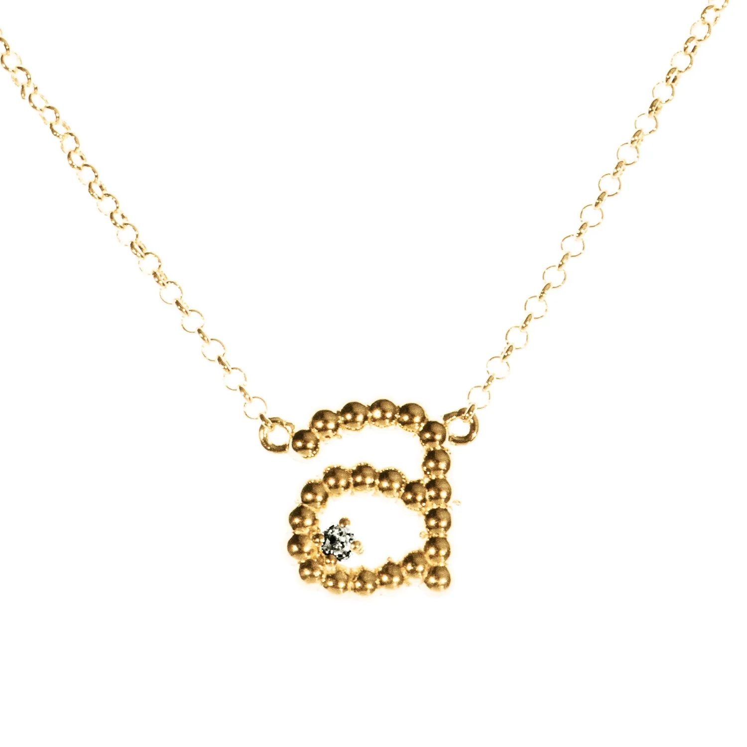 Custom Beaded Single Initial Diamond Necklace