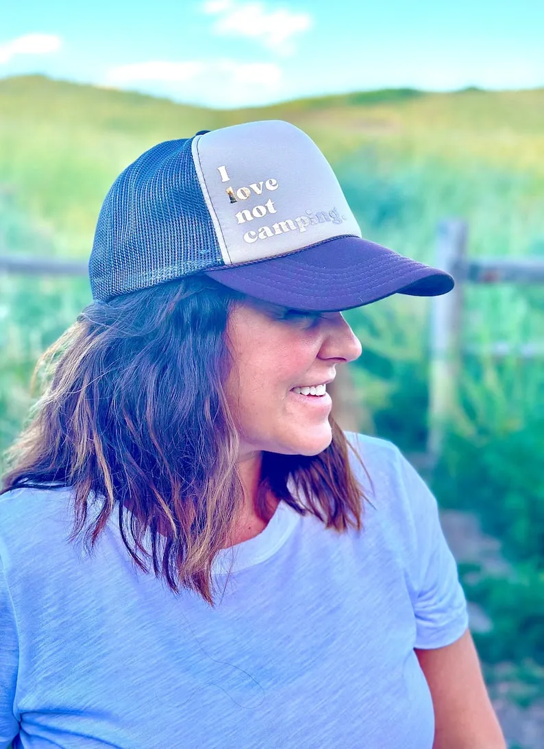 Custom Trendy Trucker Hat-I Love Not Camping Edition