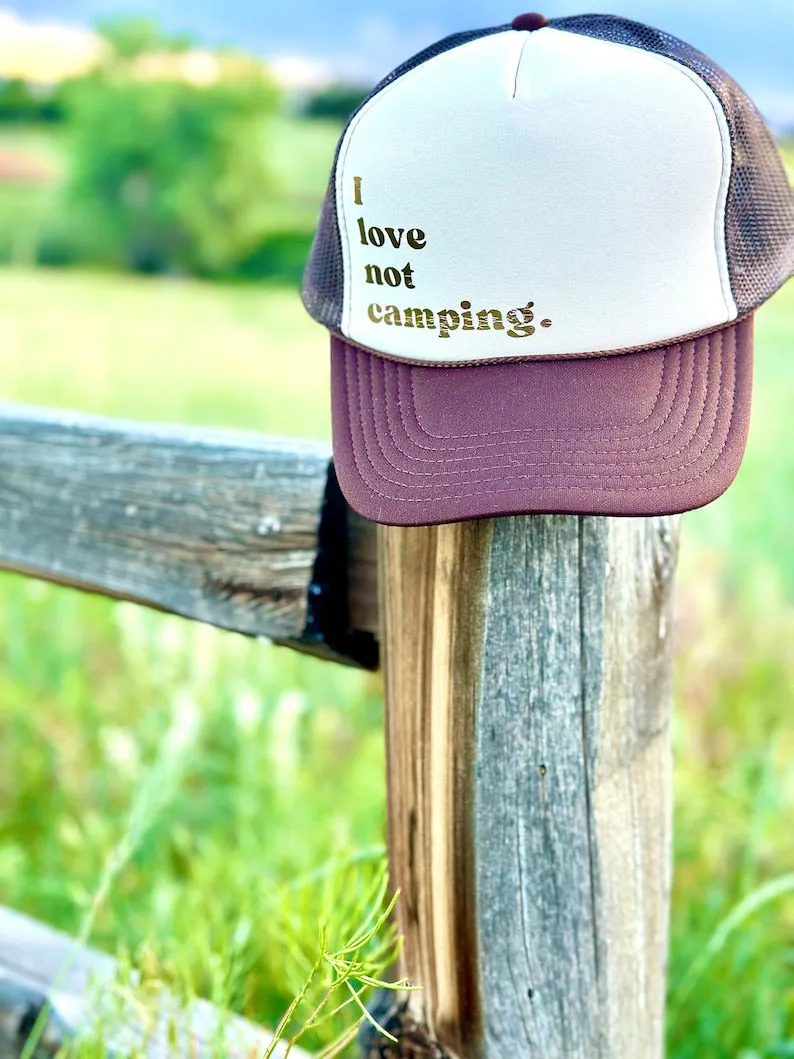 Custom Trendy Trucker Hat-I Love Not Camping Edition