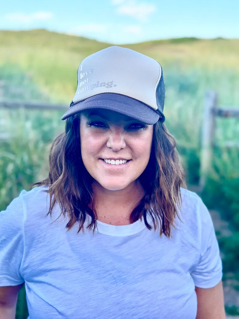 Custom Trendy Trucker Hat-I Love Not Camping Edition