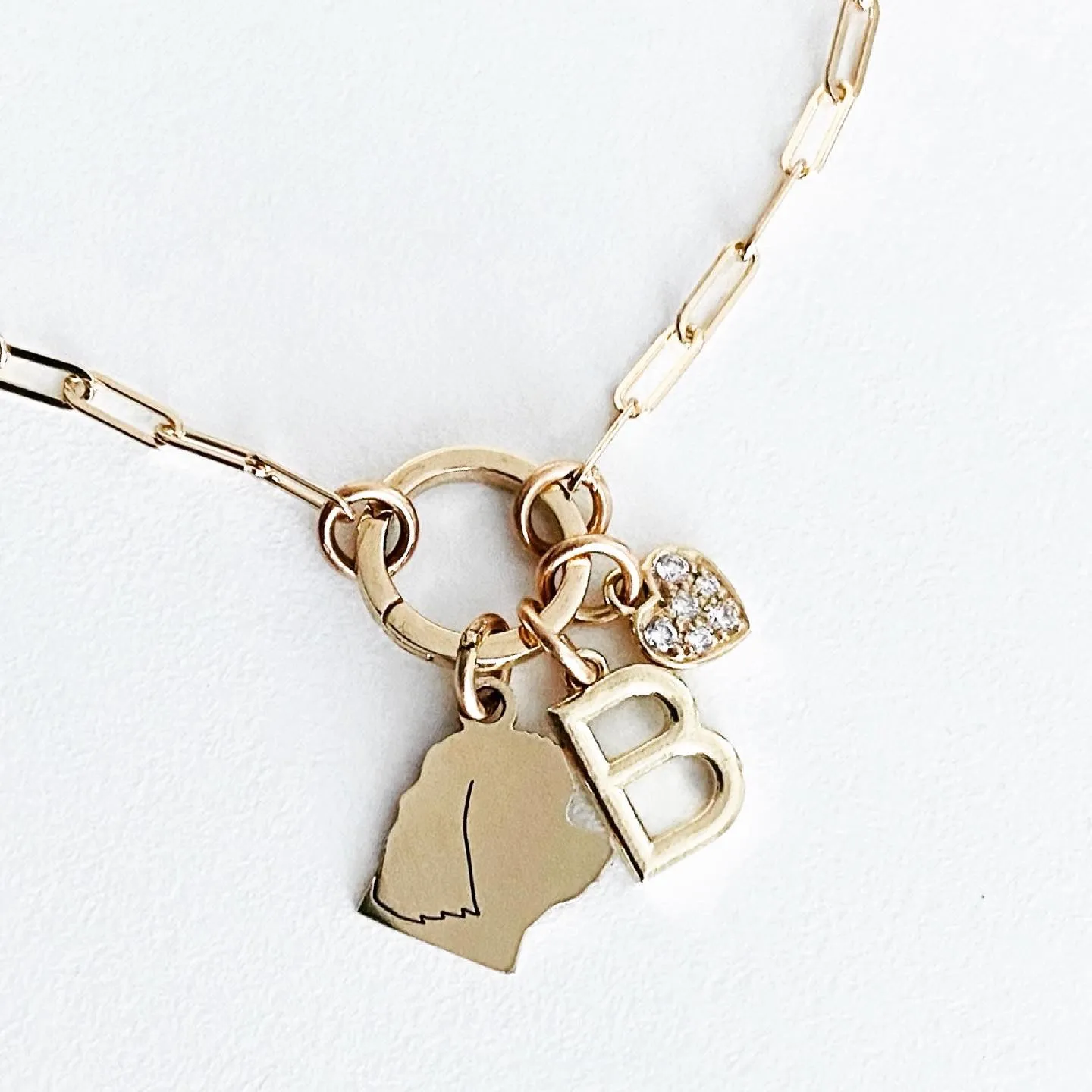 Dainty Weight Paperclip Chain Necklace with Charm Holder