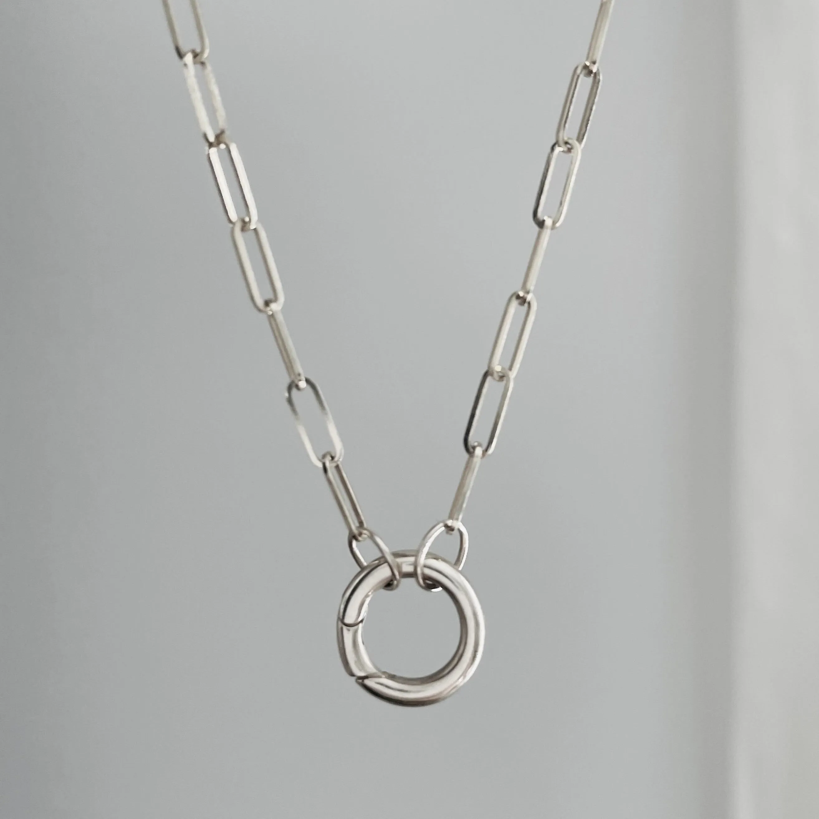 Dainty Weight Paperclip Chain Necklace with Charm Holder