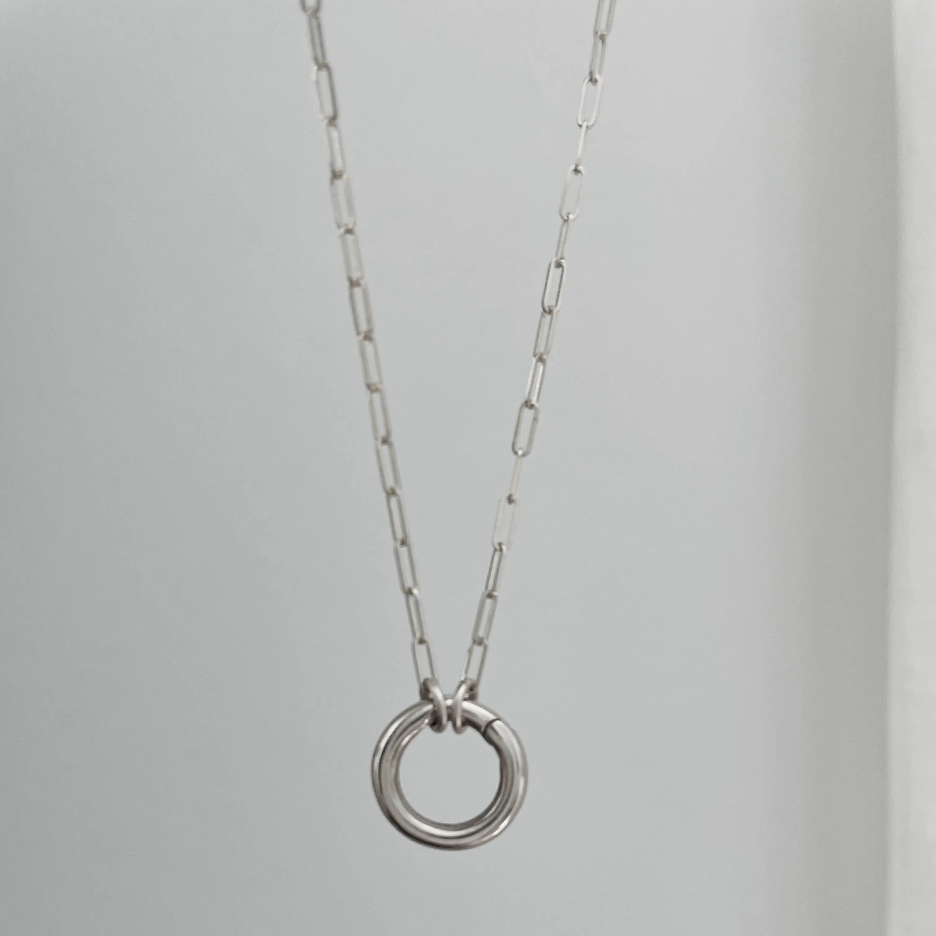 Dainty Weight Paperclip Chain Necklace with Charm Holder