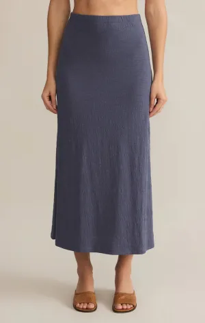 Delavine Textured Midi Skirt-Worn Blue