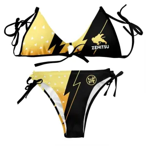 Demon Slayer Agatsuma Zenitsu Bikni Swimsuit Two Pieces Set Cosplay Costume Outfits Halloween Carnival Suit