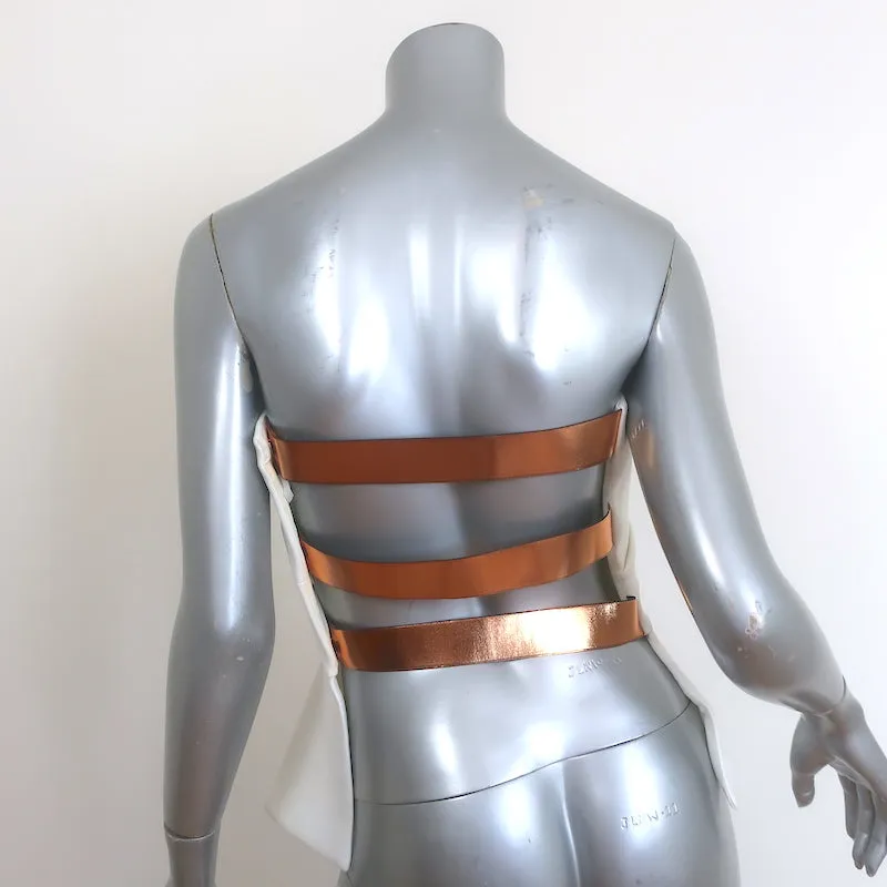 Derek Lam 10 Crosby Strapless Corset Top with Metallic Bands Cream Size 8