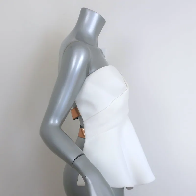 Derek Lam 10 Crosby Strapless Corset Top with Metallic Bands Cream Size 8