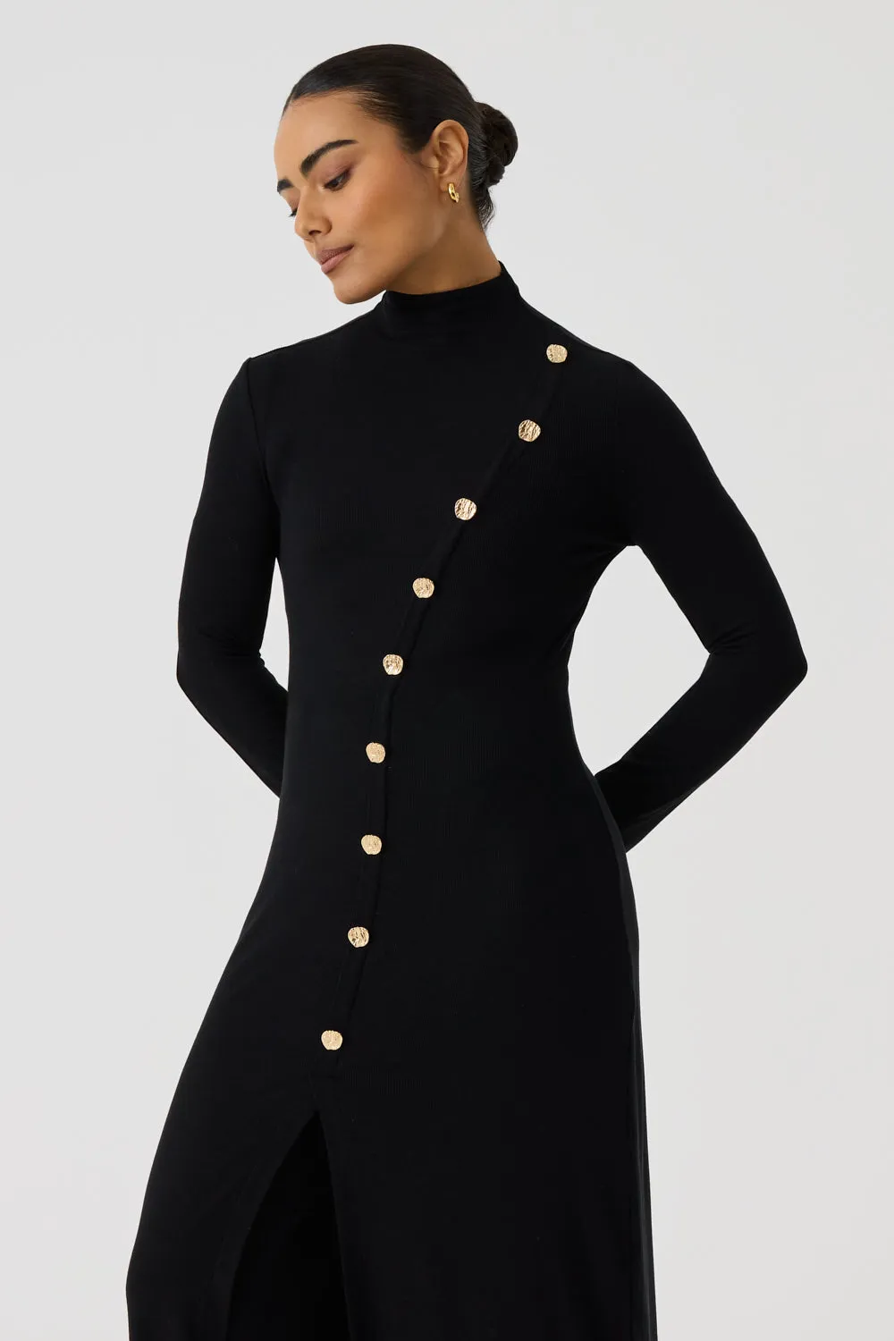 Diagonal Button Dress