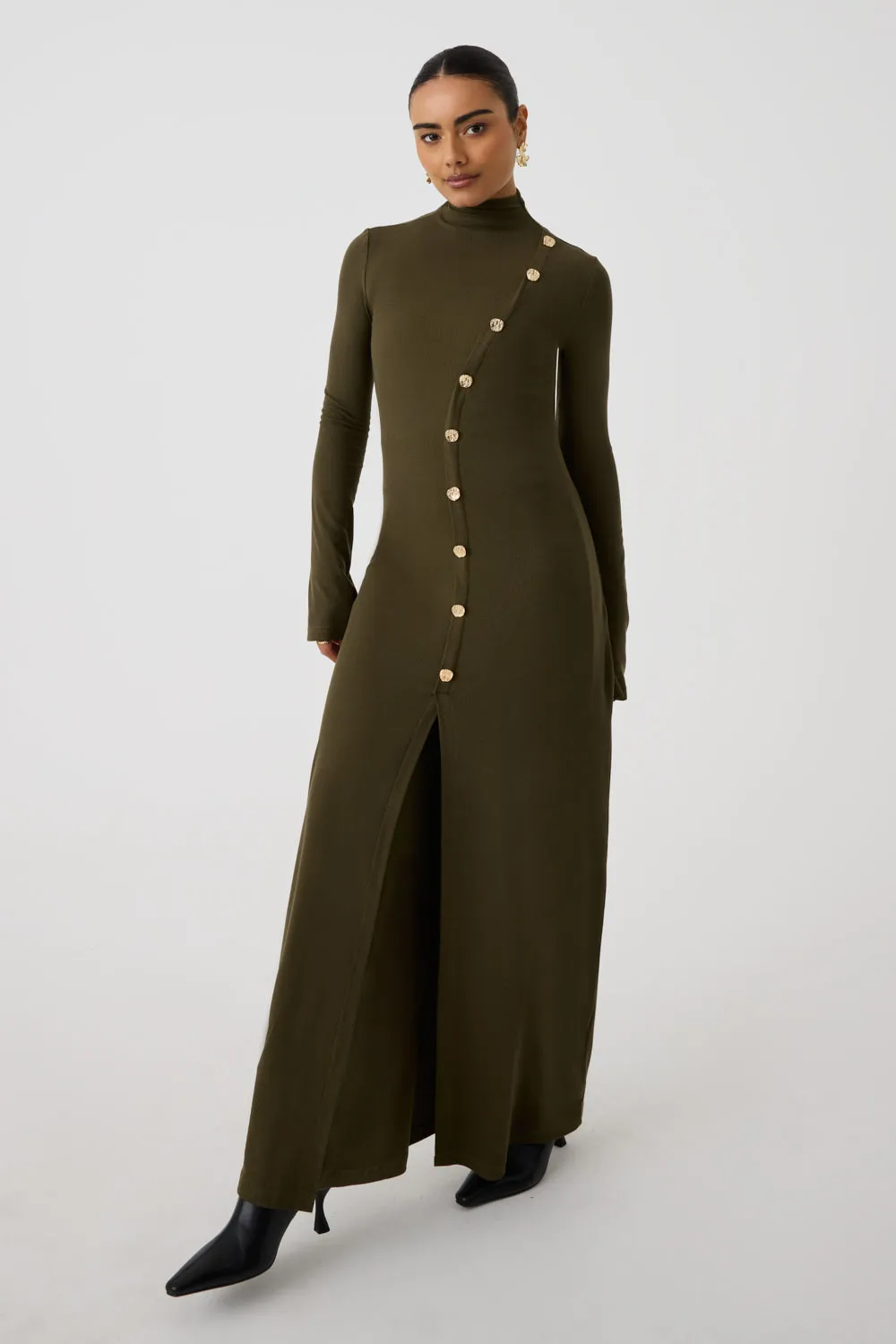 Diagonal Button Dress