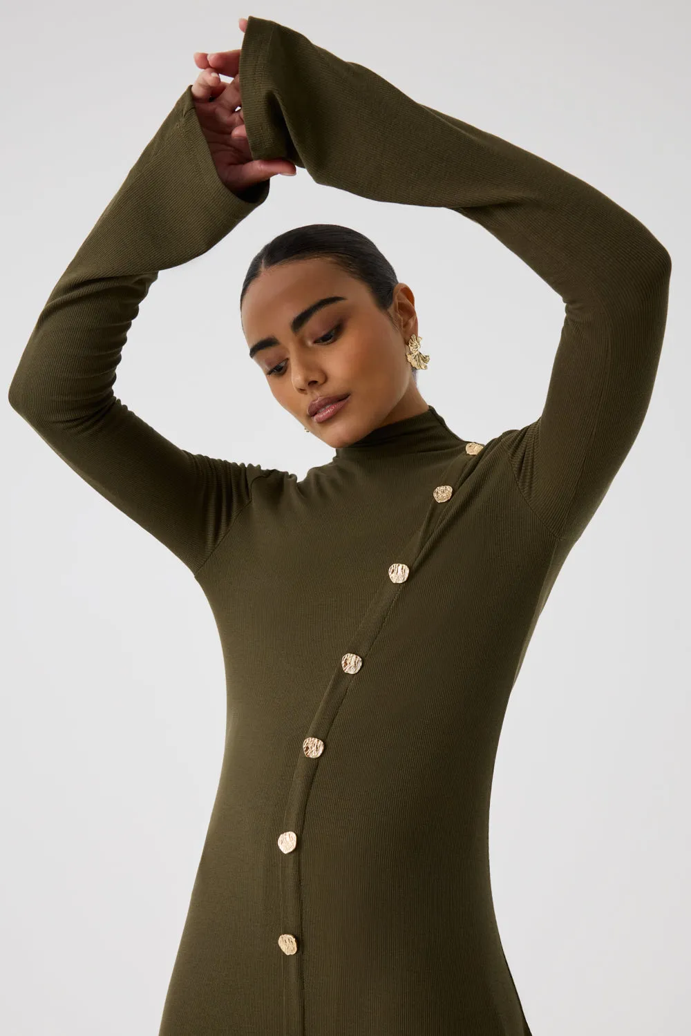 Diagonal Button Dress