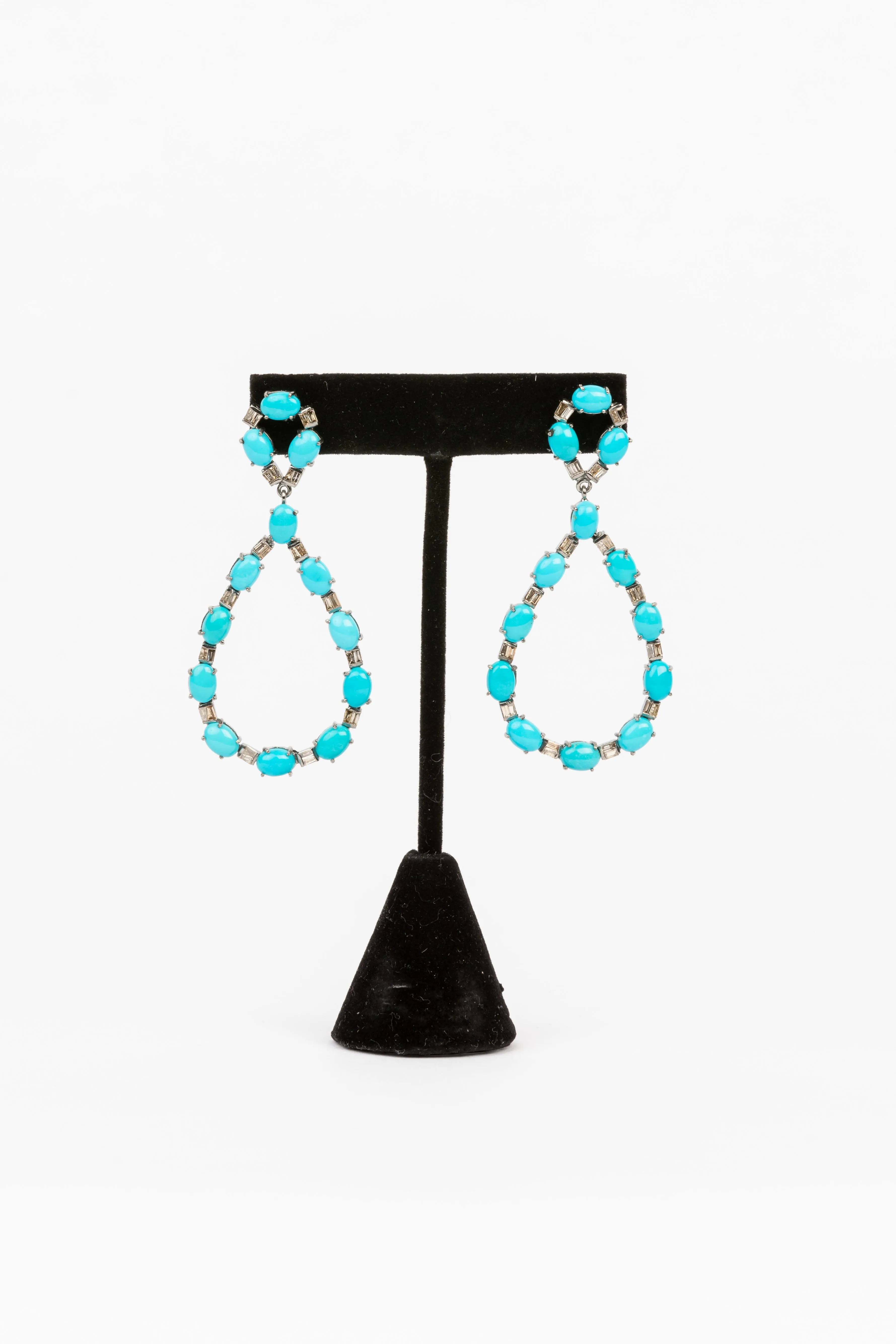 Diamond, Turquoise Drop Earring