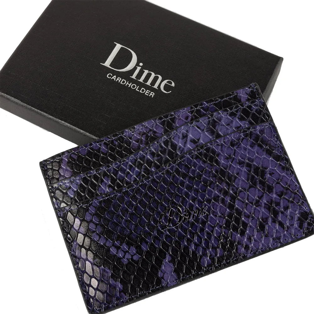 Dime MTL Embossed Leather Cardholder Purple Snake