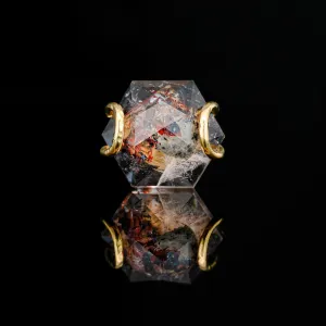 Disco Fire Quartz Hexagon in 18kt Yellow Gold - 14ga Threaded end