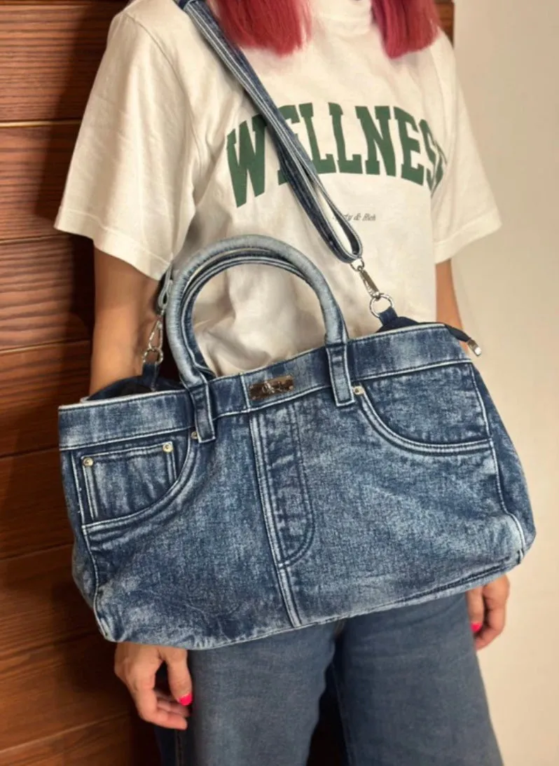 Distressed Jeans Bag