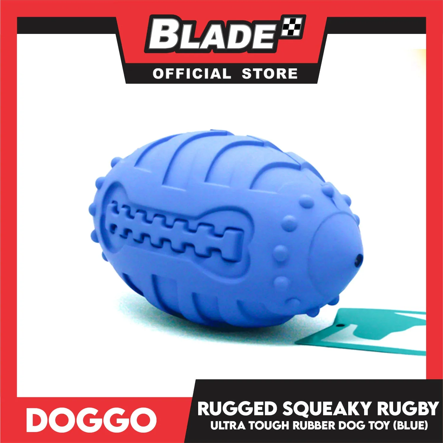 Doggo Rugged Squeaky Rugby (Blue) Dog Toy Pet Toy