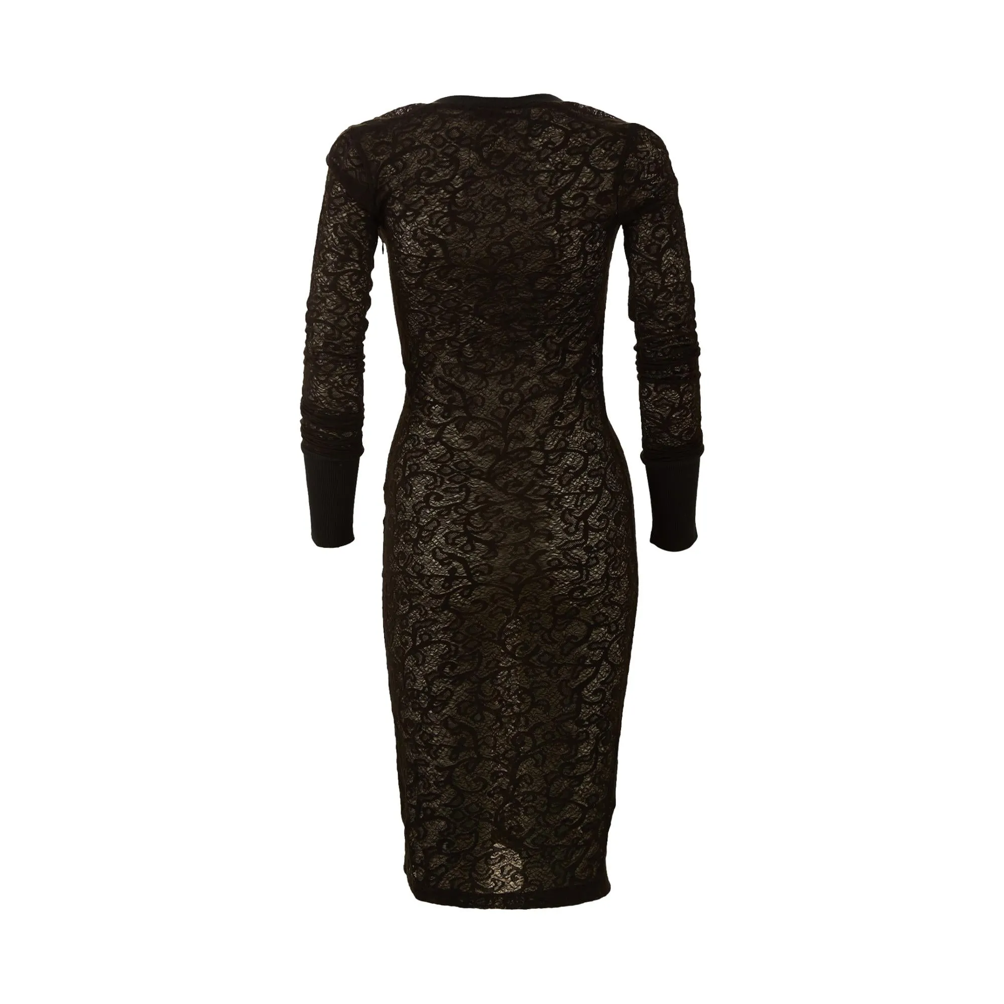 Dolce & Gabbana Black Floral Long Sleeve Dress