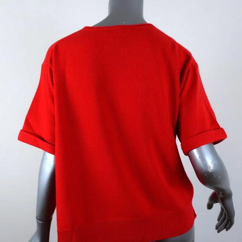 Dorothee Schumacher Cashmere Tee Poppy Size 1 Short Sleeve Sweater Top