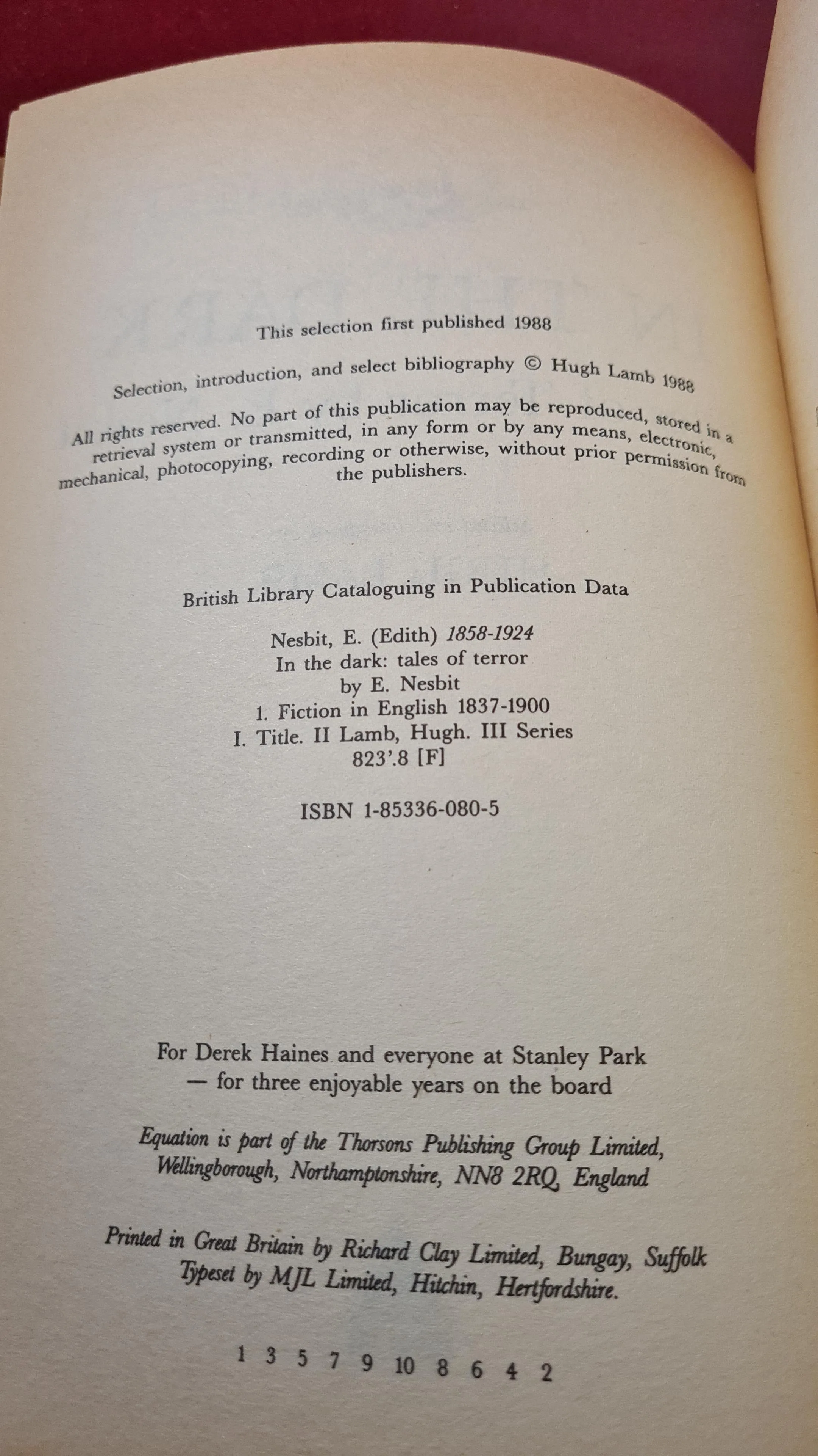 E Nesbit - In The Dark, Equation Chillers, 1988, First Edition, Paperbacks