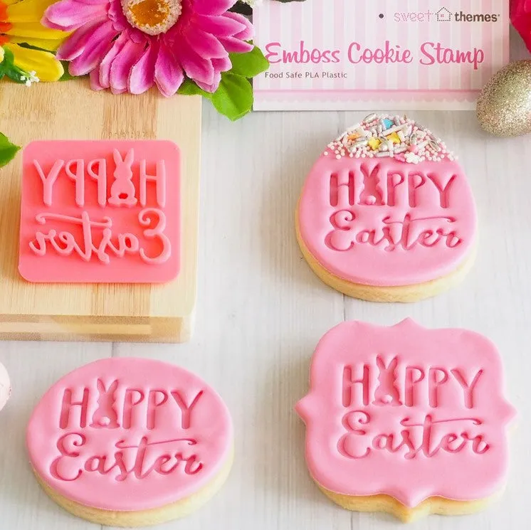 Easter Fondant  Embosser 'Happy Easter' with Bunny