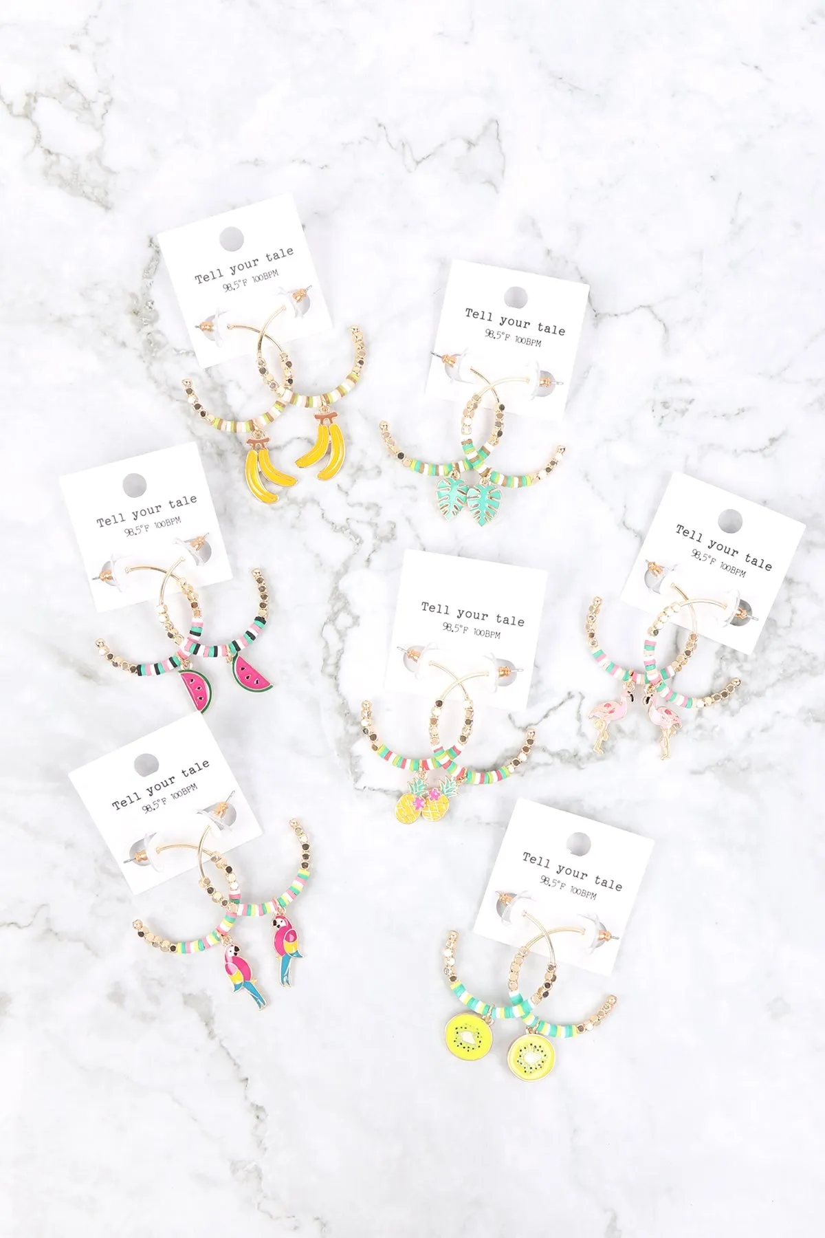 EE1381 - METAL FIMO WATER MELON FRUIT HOOP EARRINGS