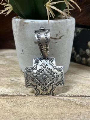 El Dorado Stamped & Embossed Sterling Cross Pendant
