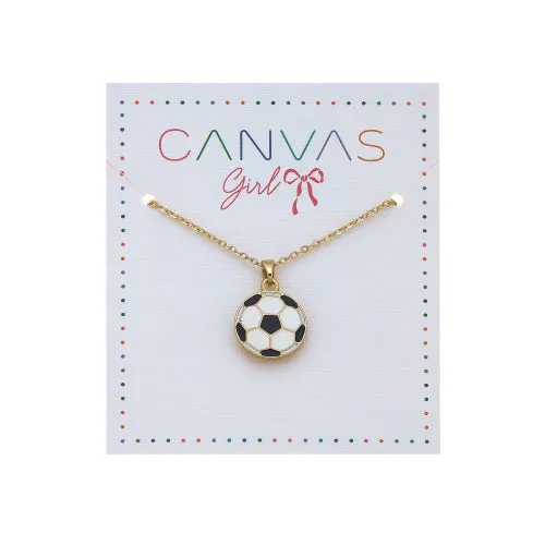 Eloise Soccer Ball Children's Necklace in Worn Gold