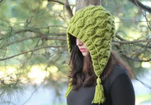 Embossed Leaves Hooded Hat