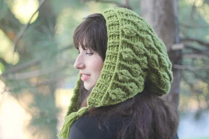 Embossed Leaves Hooded Hat
