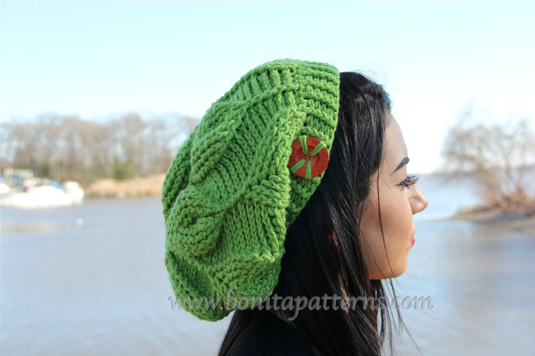 Embossed Leaves Slouch Hat Crochet Pattern - PF