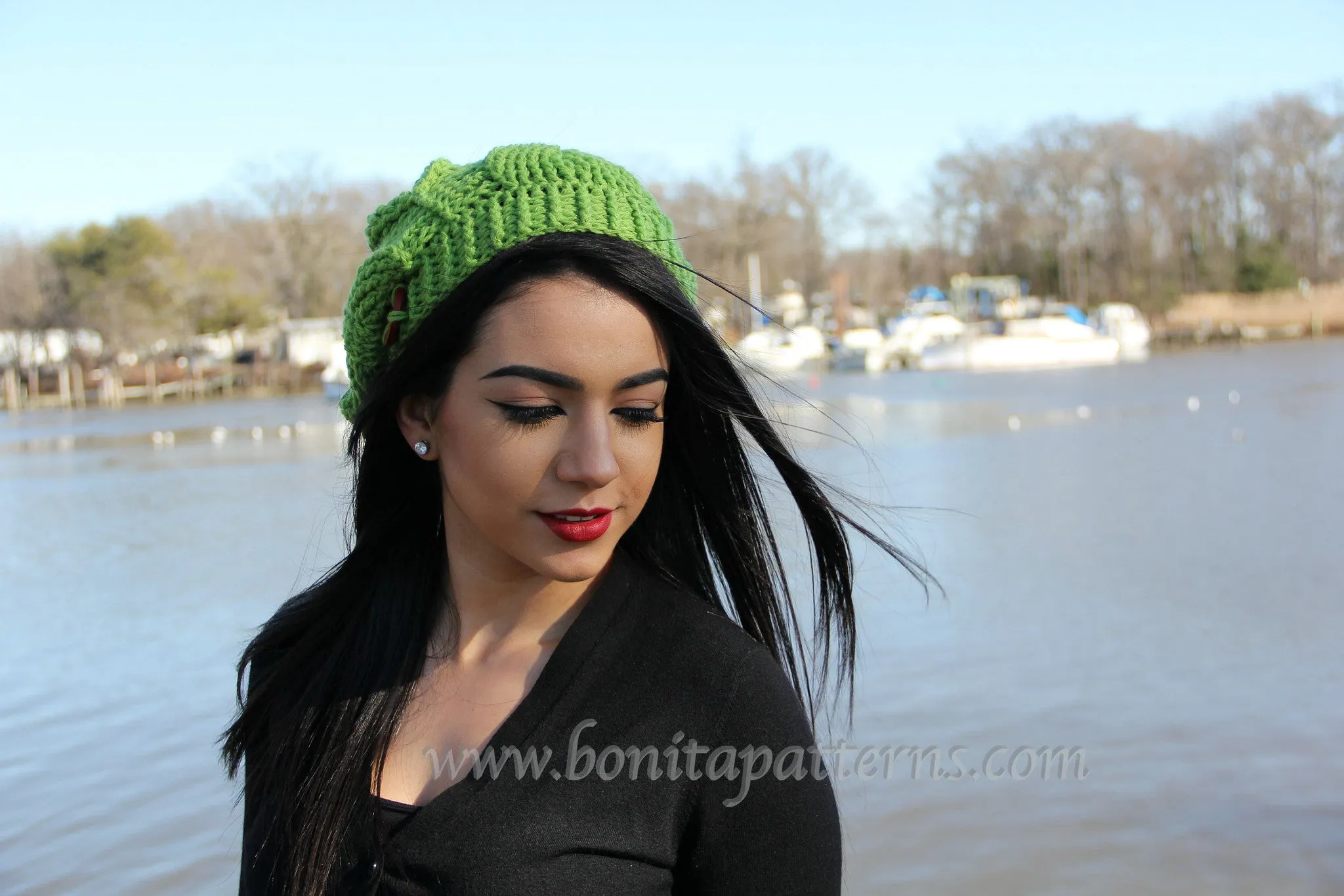 Embossed Leaves Slouch Hat Crochet Pattern - PF