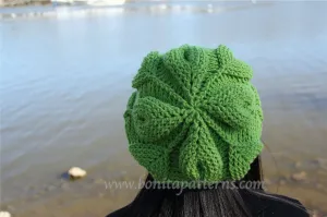 Embossed Leaves Slouch Hat Crochet Pattern - PF