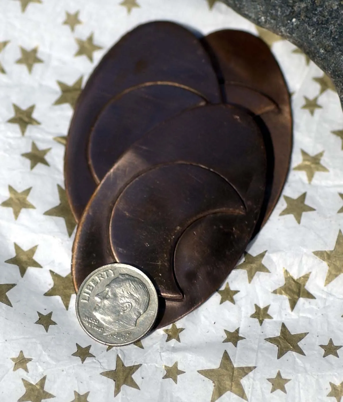 Embossed Moon on Oval for Blanks 56 x 34mm Enameling Stamping Texturing