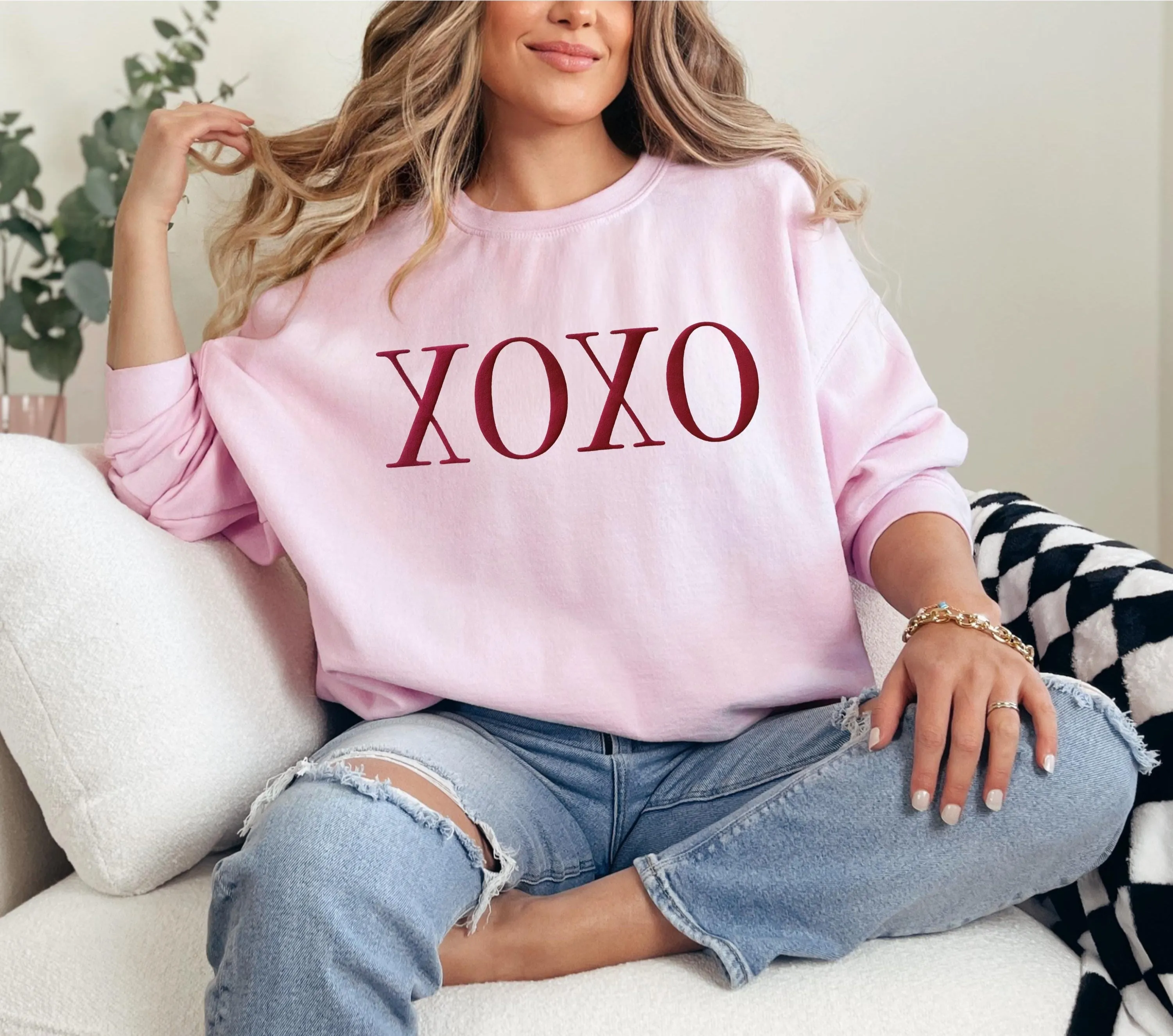 Embossed XOXO Valentines Day Crewneck